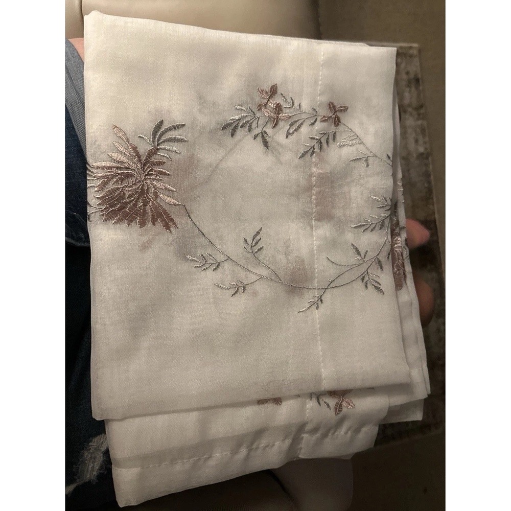 Peri Home Sheer Curtains Set of 4 Panels Orchid Floral Embroidered Panels